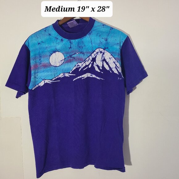 Vintage 90s Oneita Purple Mountian/Nature Medium T-Shirt Single Stitch USA - Picture 1 of 6